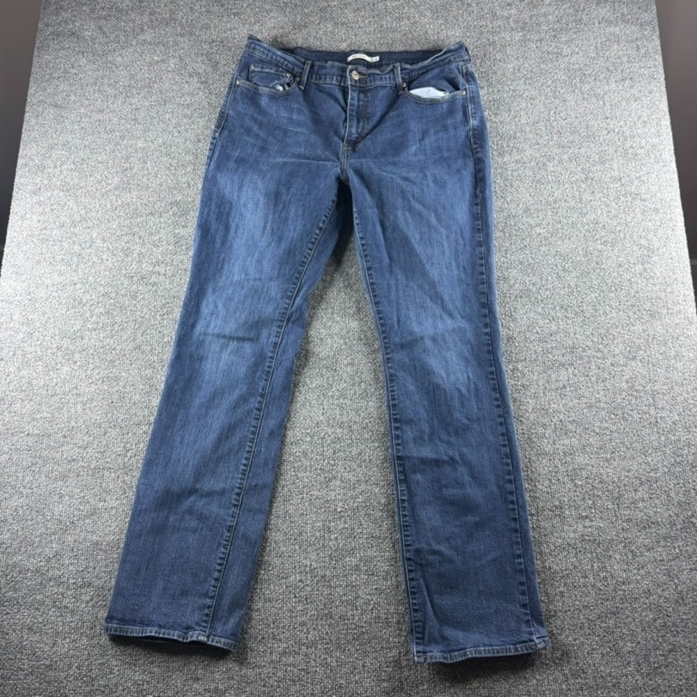 VTG Levis 505 Jeans Womens 16 Blue Straight Leg Cotton Stretch Denim Work Y2K